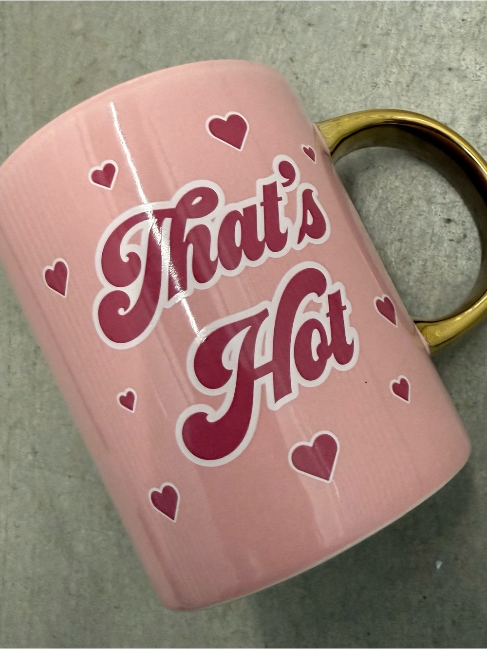 Paris Hilton - Pink Ceramic “That’s Hot” Mug with Metallic Gold Handle